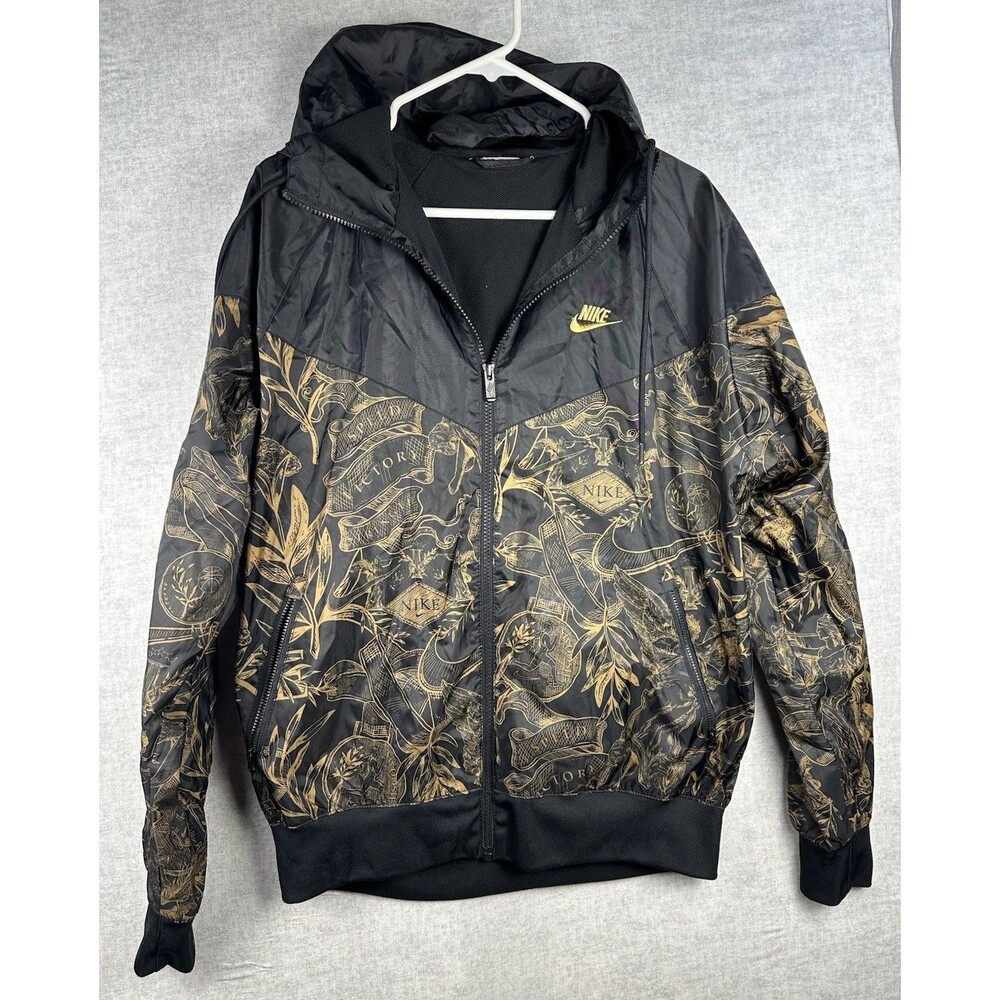 Nike The Windrunner Woven Lined Black Golden Jacket Men Size Medium Victor
